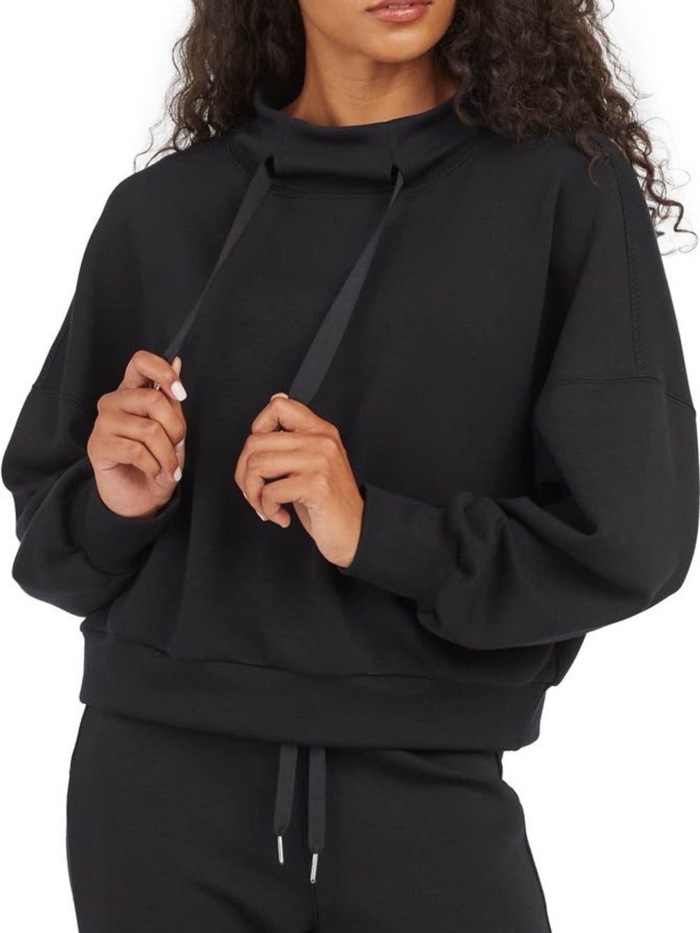 SPANX Air Essentials Pullover w/ mock turtleneck w/adjustable drawstring in navy